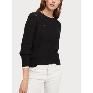 Scotch & Soda Chunky Knit Contrast Trim Sweater - Black